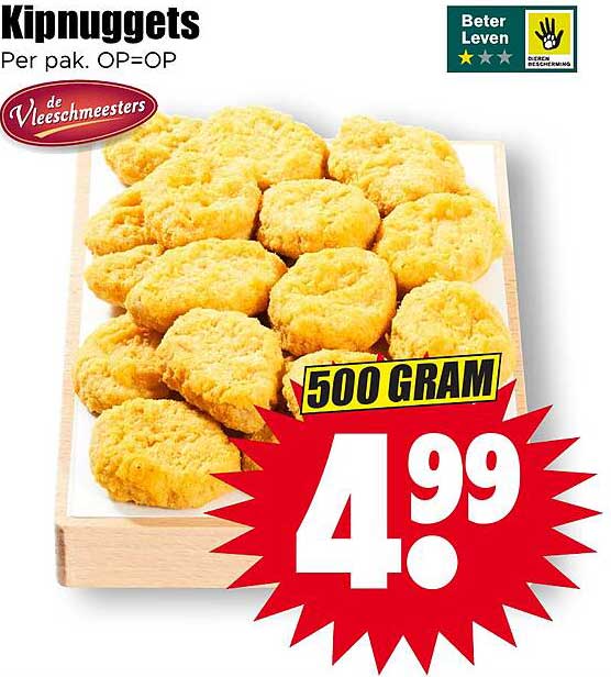 Kipnuggets Per pak. OP=OP 500 GRAM