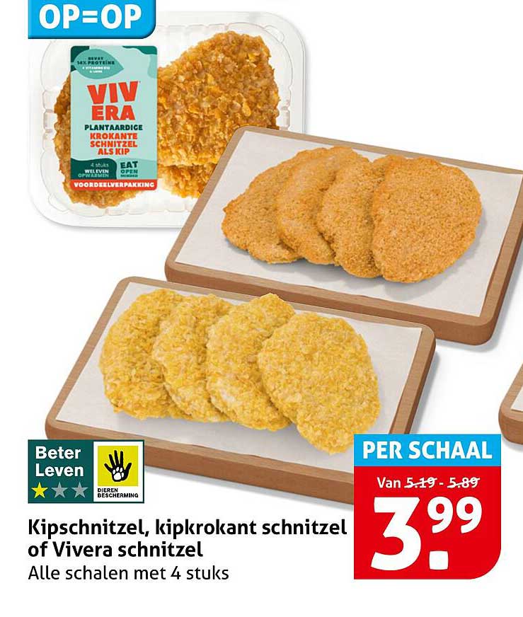 Kipschnitzel, kipkrokant schnitzel of Vivera schnitzel