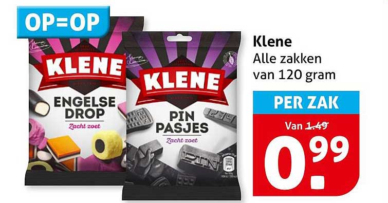 Klene Alle zakken van 120 gram PER ZAK