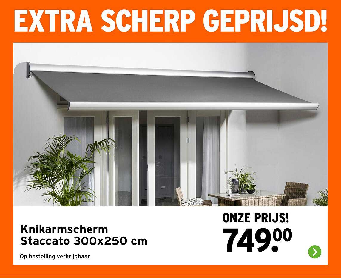 Knikarmscherm Staccato 300x250 cm