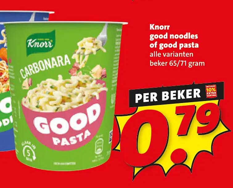 Knorr good noodles of good pasta alle varianten beker 65/71 gram PER BEKER