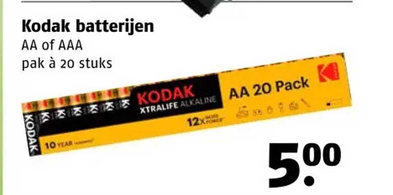 Kodak batterijen AA of AAA pak à 20 stuks