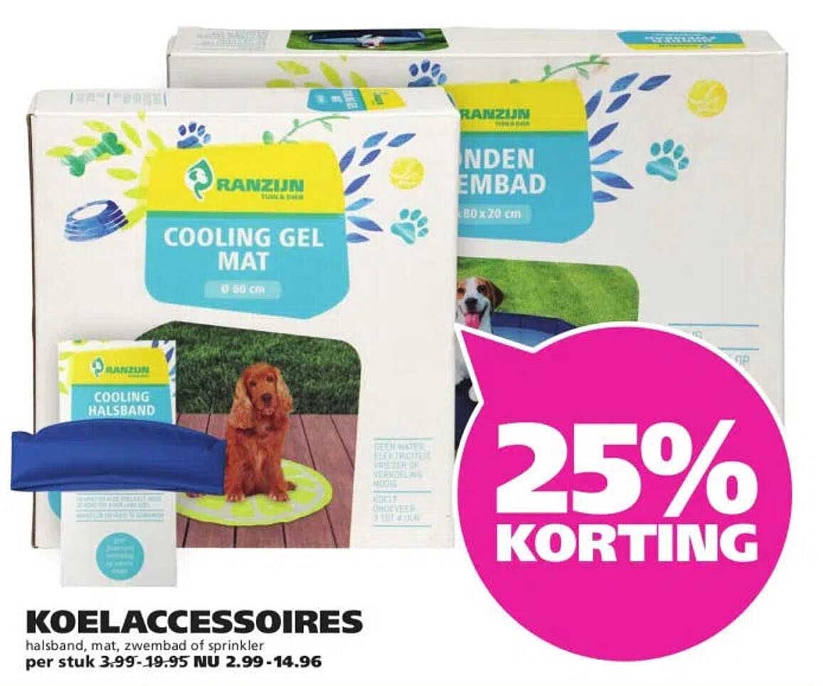 KOELACCESSOIRES halsband, mat, zwembad of sprinkler 25% KORTING