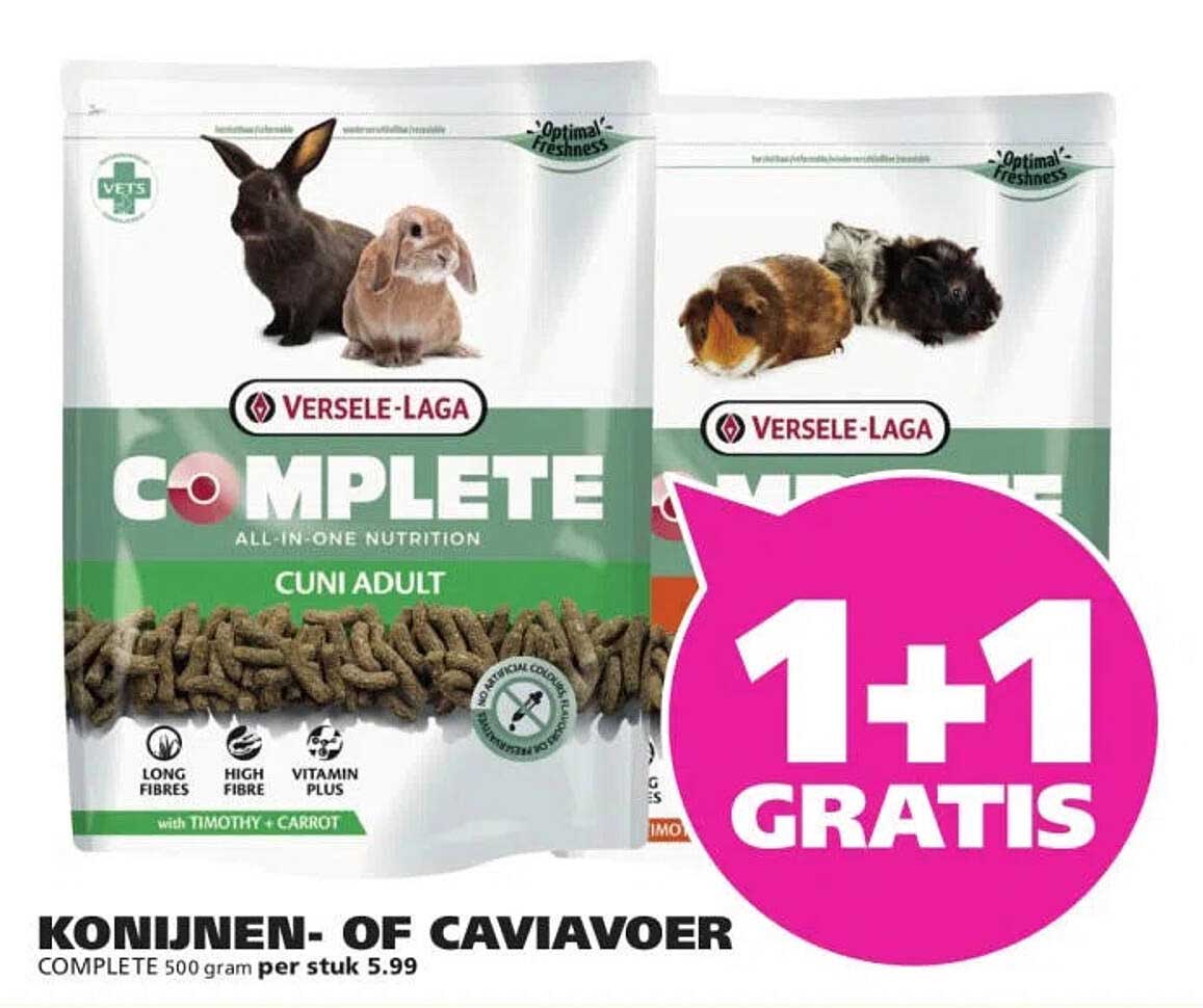 KONIJNEN- OF CAVIAVOER COMPLETE 500 gram 1+1 GRATIS