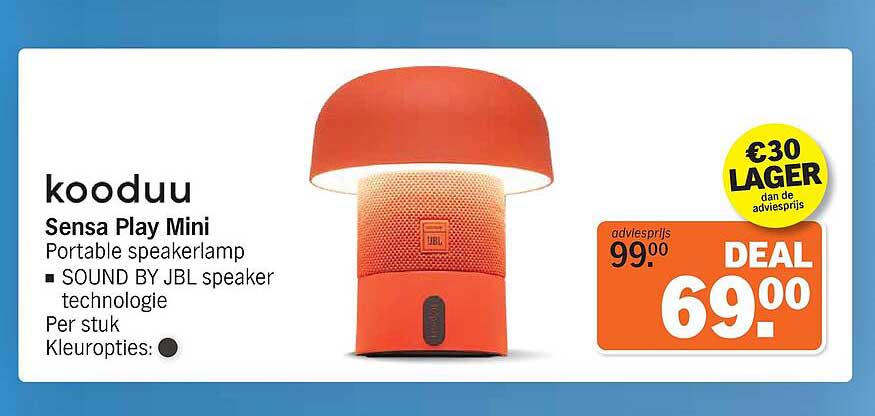 kooduu Sensa Play Mini Portable speakerlamp SOUND BY JBL speaker technologie Per stuk Kleuropties:
