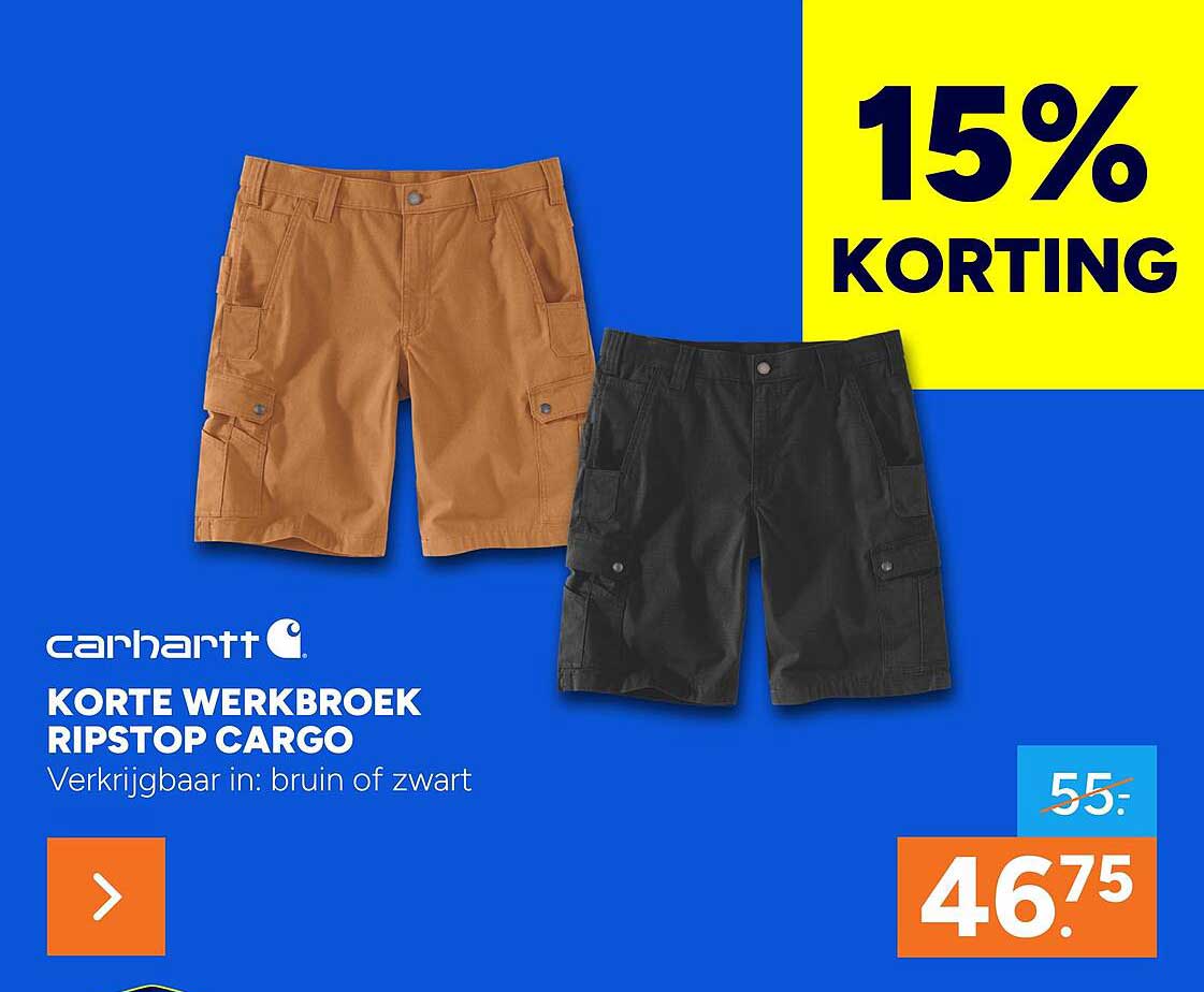 KORTE WERKBROEK RIPSTOP CARGO 15% KORTING