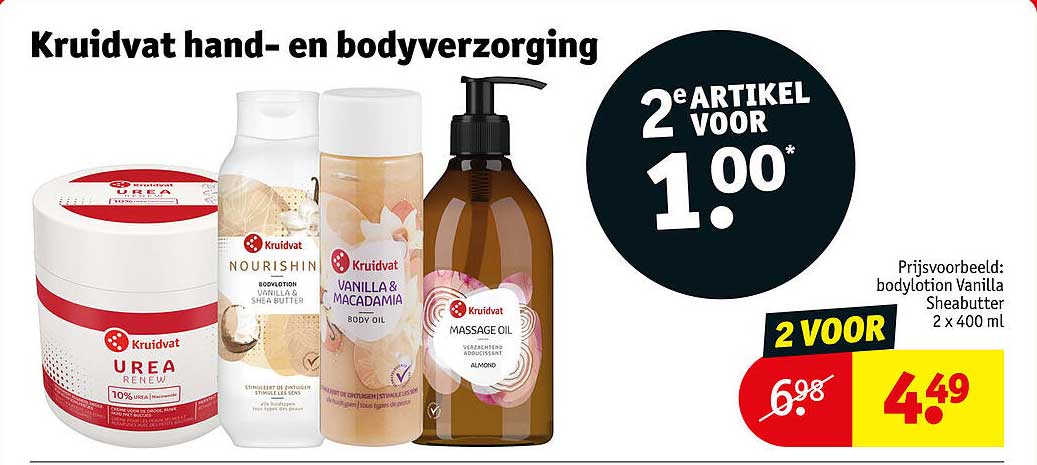 Kruidvat hand- en bodyverzorging 2e artikel voor 1.00*