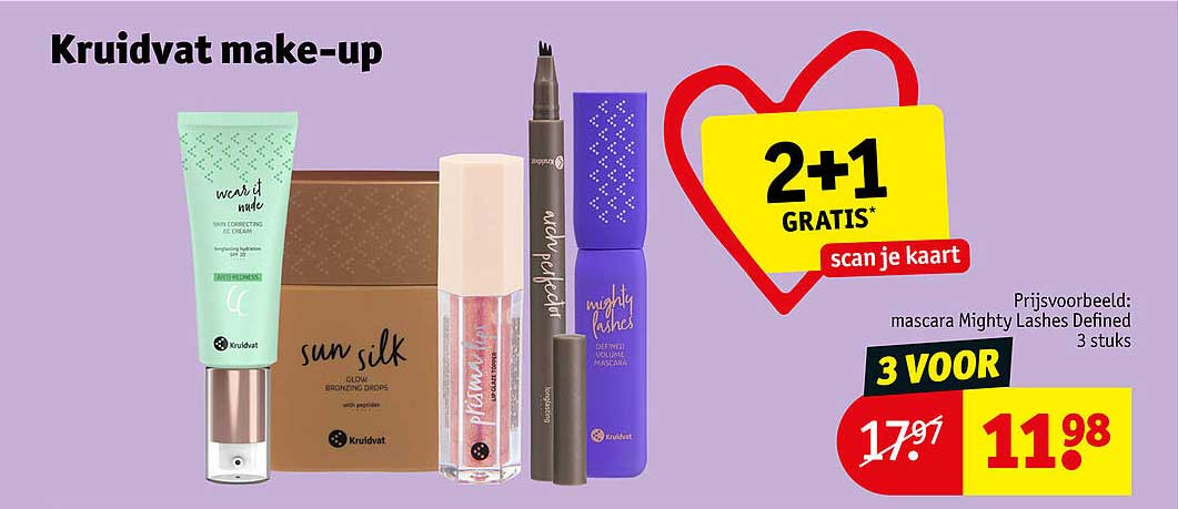 Kruidvat make-up 2+1 gratis