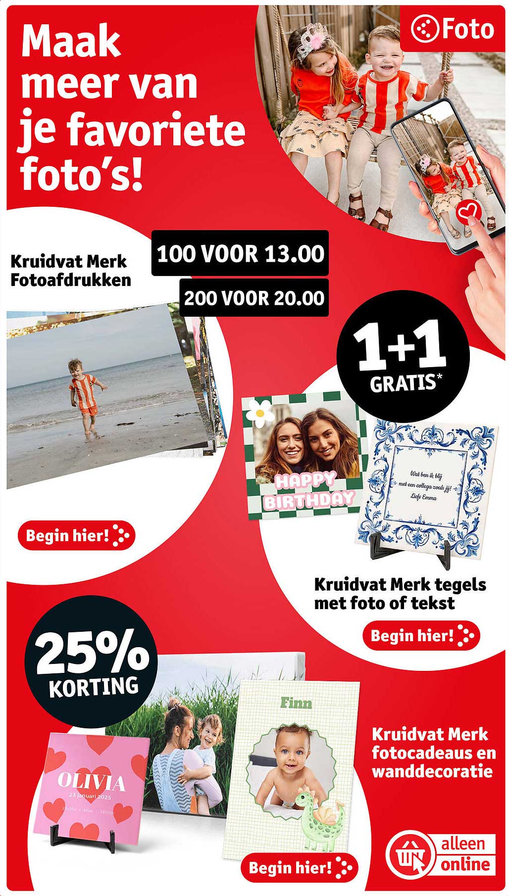 Kruidvat Merk Fotoafdrukken 1+1 GRATIS*