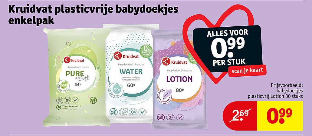 Kruidvat plasticvrije babydoekjes enkelpak