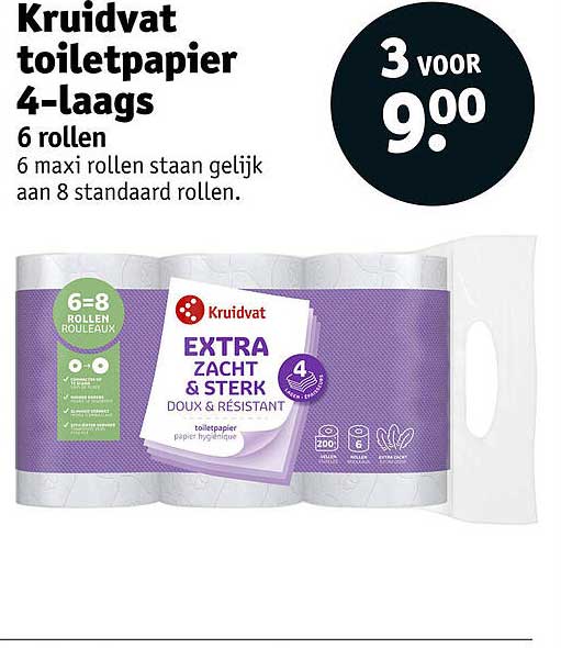 Kruidvat toiletpapier 4-laags 6 rollen