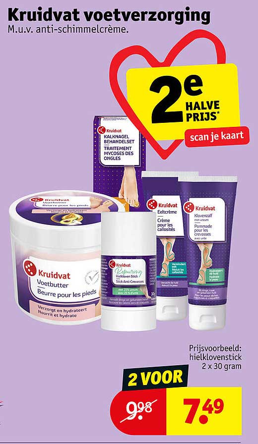 Kruidvat voetverzorging M.u.v. anti-schimmelcrème. 2e halve prijs scan je kaart