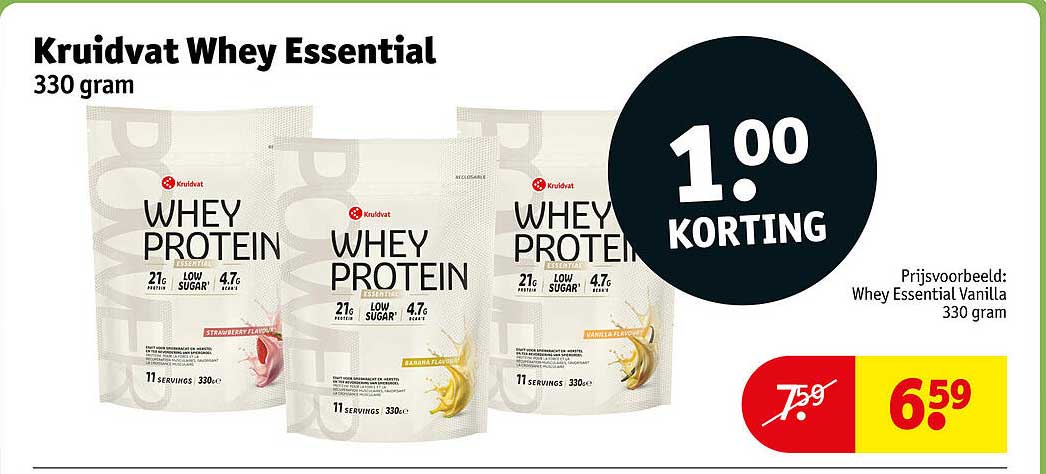 Kruidvat Whey Essential 330 gram 1.00 Korting