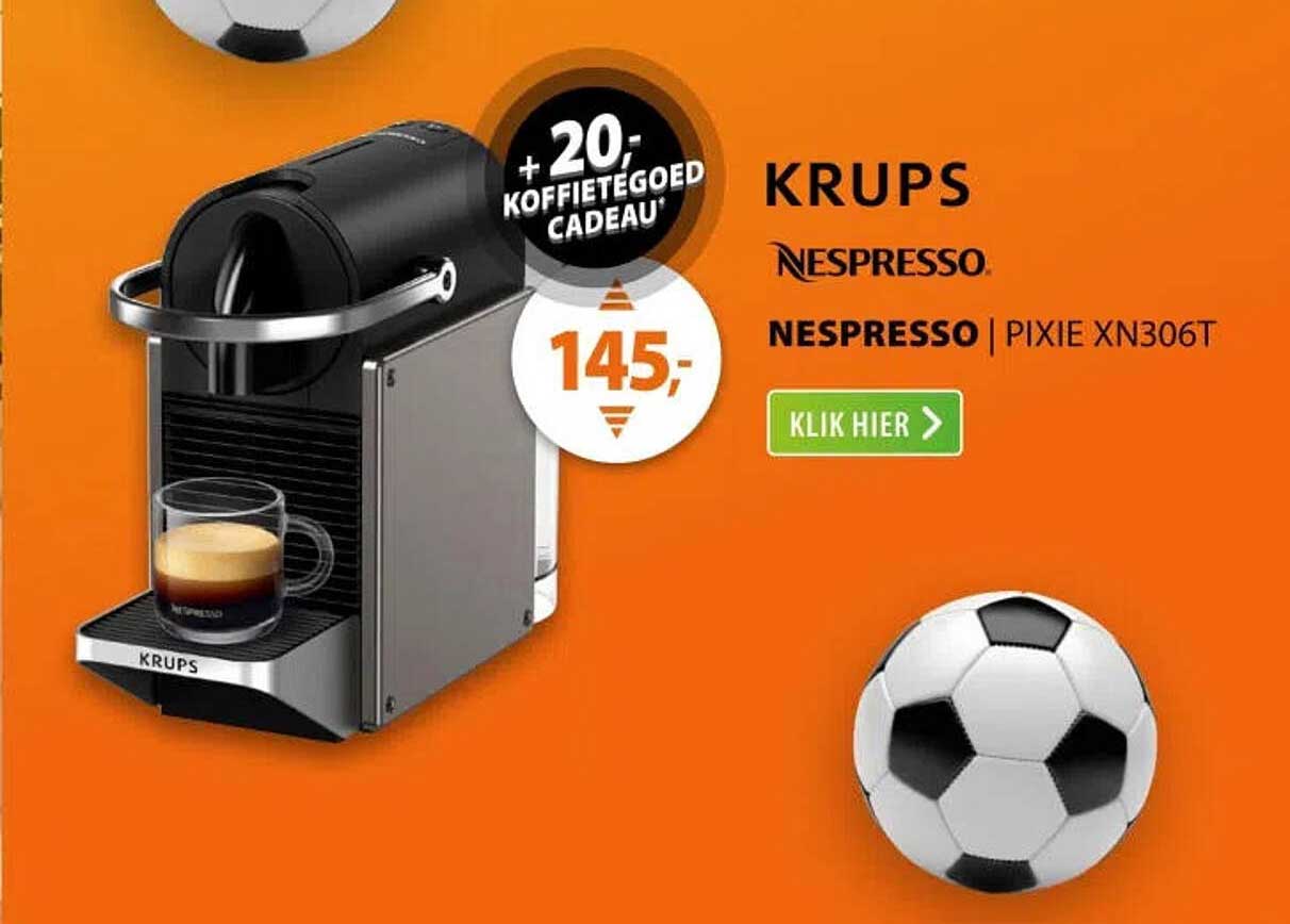 KRUPS Nespresso Pixie XN306T + 20,- koffietegoed cadeau