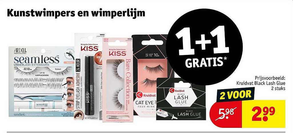 Kunstwimpers en wimperlijm 1+1 gratis