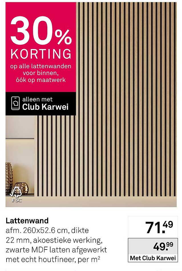 Lattenwand 30% KORTING alleen met Club Karwei