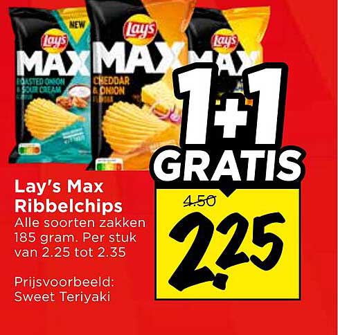 Lay's Max Ribbelchips 1+1 GRATIS