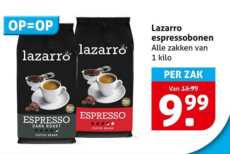 Lazarro espressobonen Alle zakken van 1 kilo PER ZAK