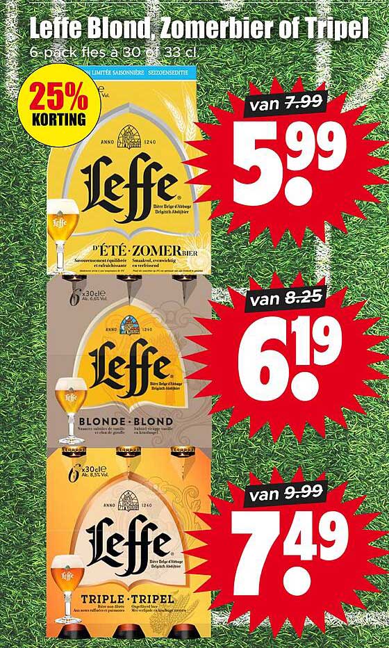 Leffe Blond, Zomerbier of Tripel 6-pack fles a 30 of 33 cl 25% KORTING