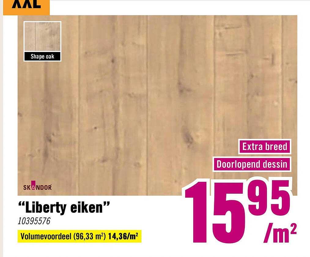 Liberty eiken Extra breed Doorlopend dessin