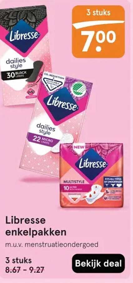 Libresse enkelpakken m.u.v. menstruatieondergoed 3 stuks