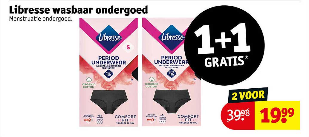 Libresse wasbaar ondergoed 1+1 gratis