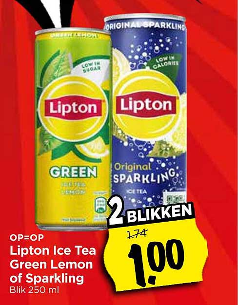 Lipton Ice Tea Green Lemon of Sparkling Blik 250 ml 2 blikken