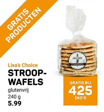 Lisa's Choice STROOP-WAFELS glutenvrij 240 g GRATIS PRODUCTEN