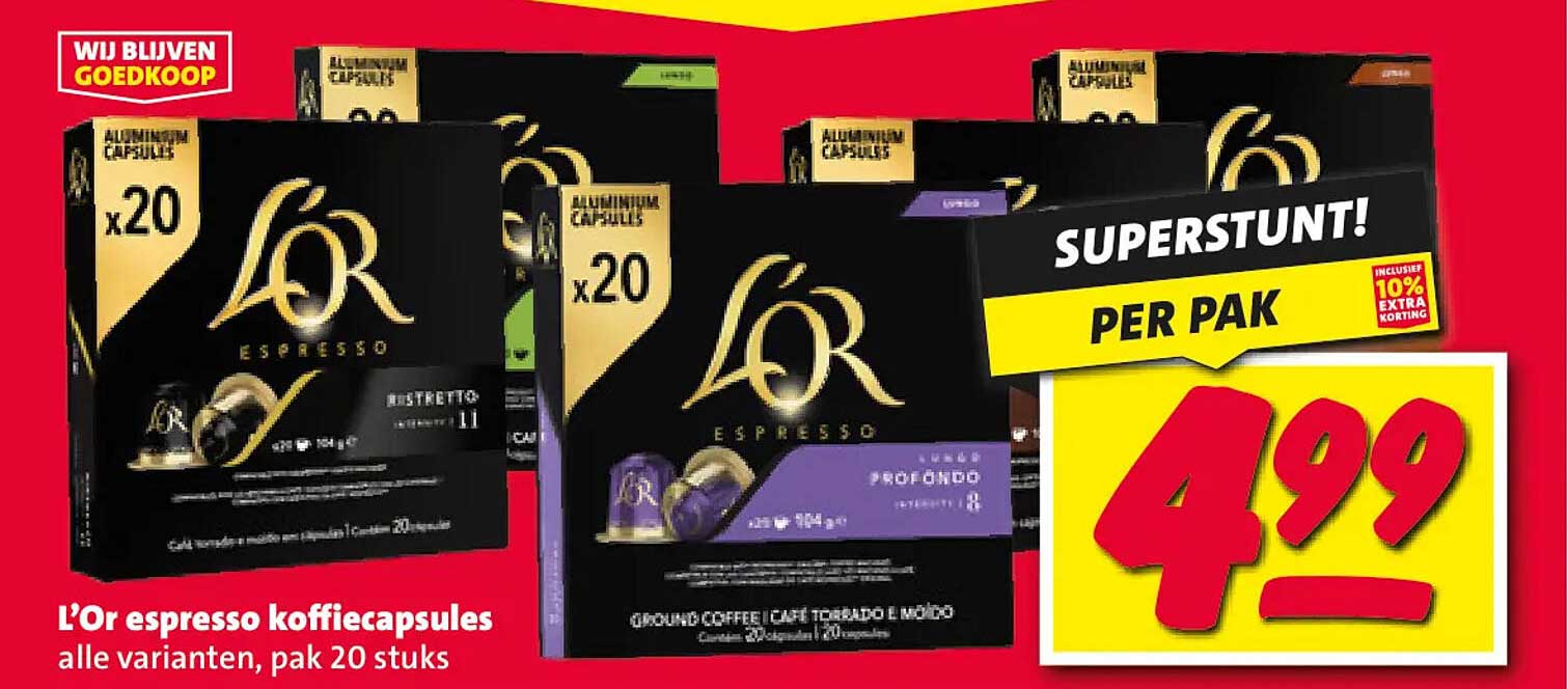 L'Or espresso koffiecapsules alle varianten, pak 20 stuks
