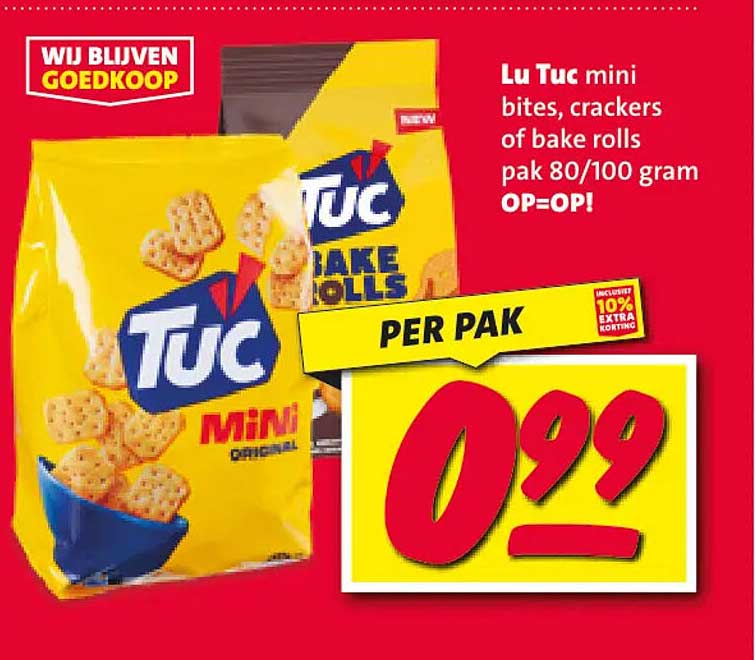 Lu Tuc mini bites, crackers of bake rolls pak 80/100 gram OP=OP!