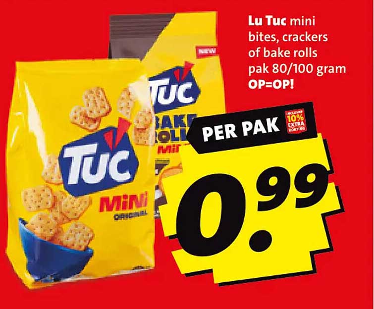Lu Tuc mini bites, crackers of bake rolls pak 80/100 gram OP=OP!