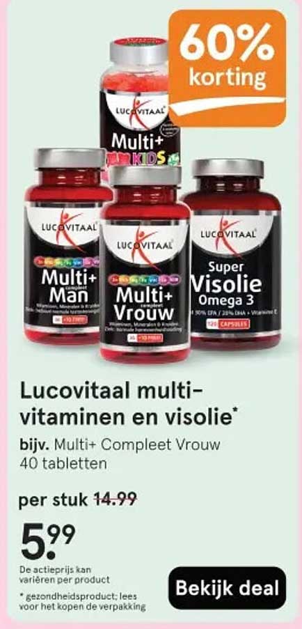 Lucovitaal multi-vitaminen en visolie* 60% korting