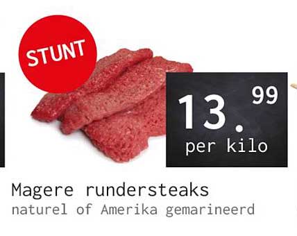Magere rundersteaks naturel of Amerika gemarineerd