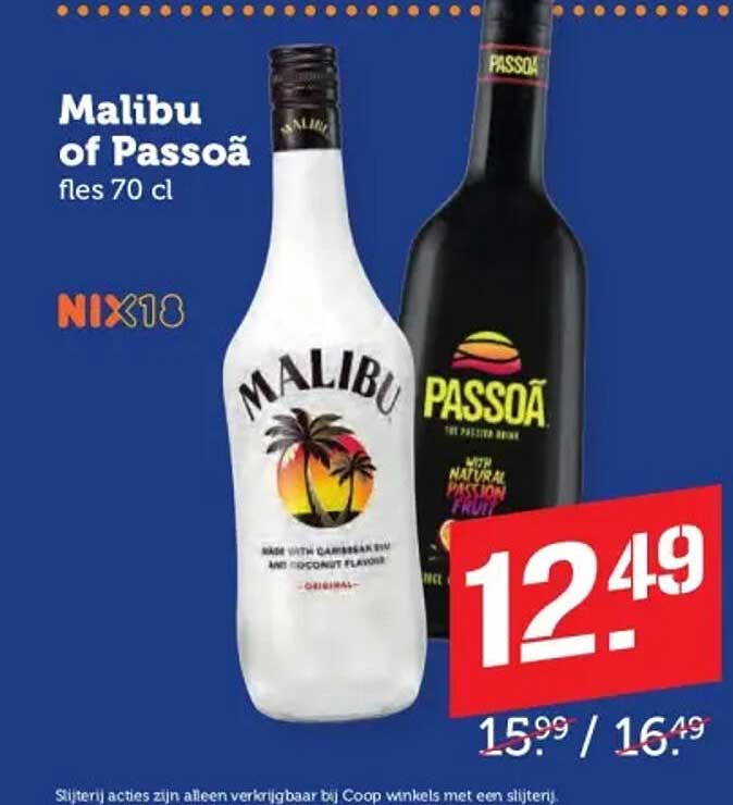 Malibu of Passoã fles 70 cl