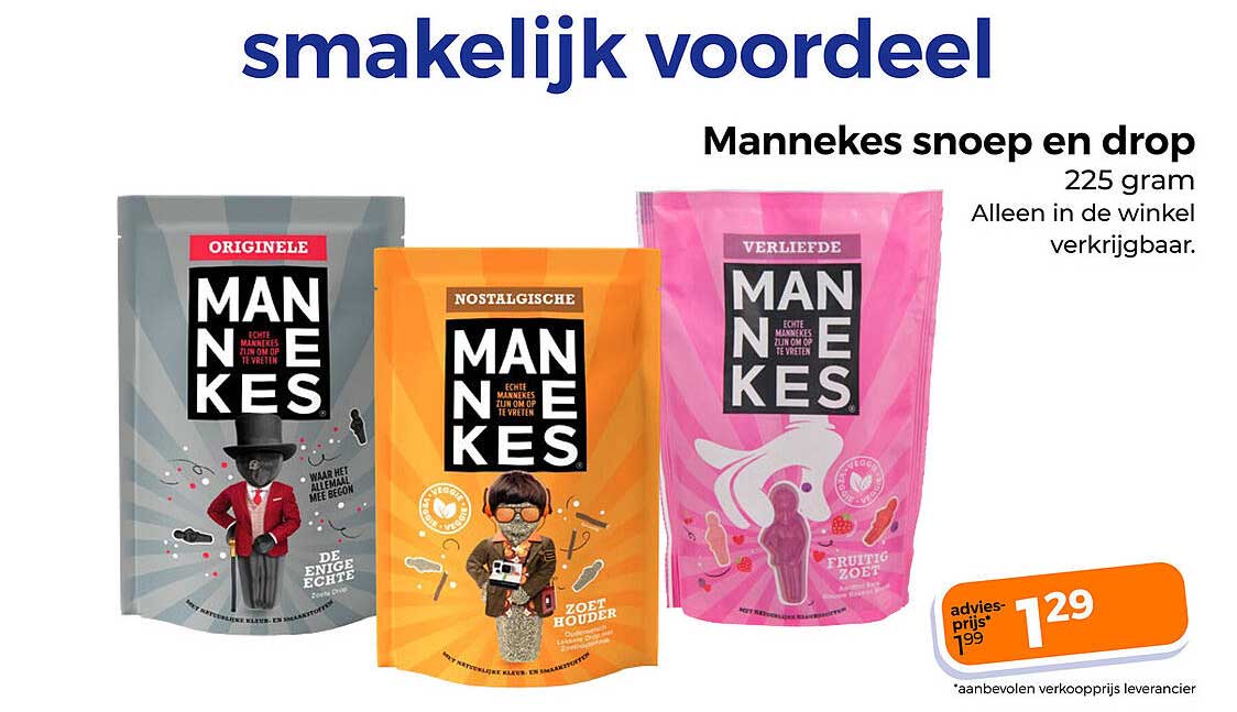 Mannekes snoep en drop 225 gram