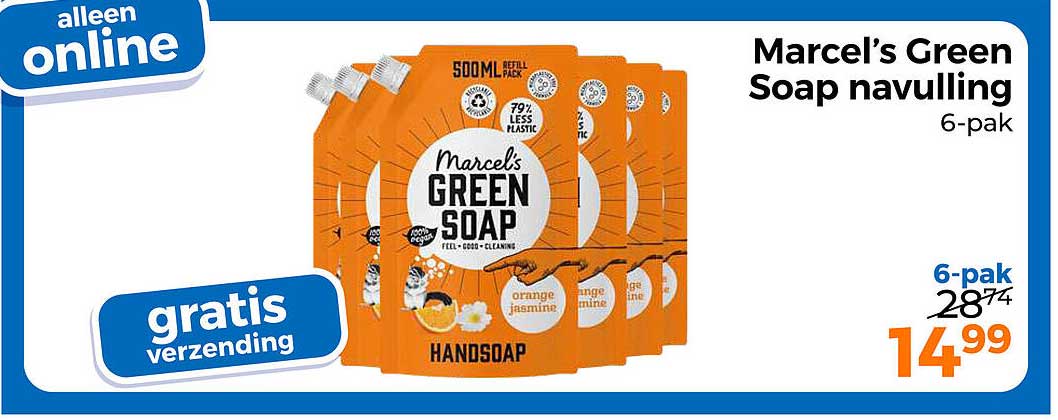 Marcel's Green Soap navulling 6-pak