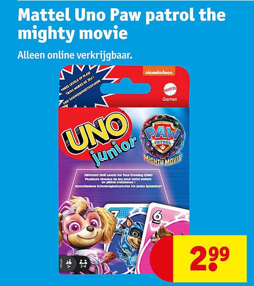 Mattel Uno Paw patrol the mighty movie