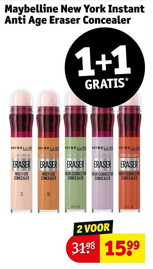 Maybelline New York Instant Anti Age Eraser Concealer 1+1 GRATIS*