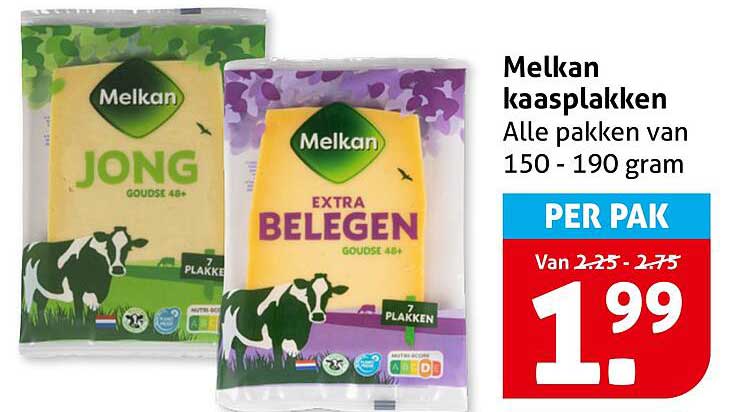 Melkan kaasplakken Alle pakken van 150 - 190 gram PER PAK