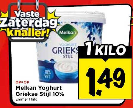 Melkan Yoghurt Griekse Stijl 10% Emmer 1 kilo