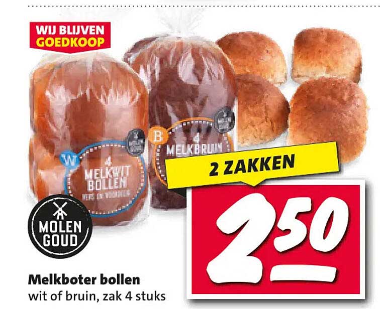 Melkboter bollen wit of bruin, zak 4 stuks 2 ZAKKEN