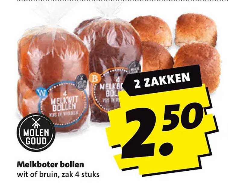 Melkboter bollen wit of bruin, zak 4 stuks 2 ZAKKEN