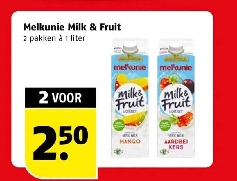 Melkunie Milk & Fruit 2 pakken à 1 liter
