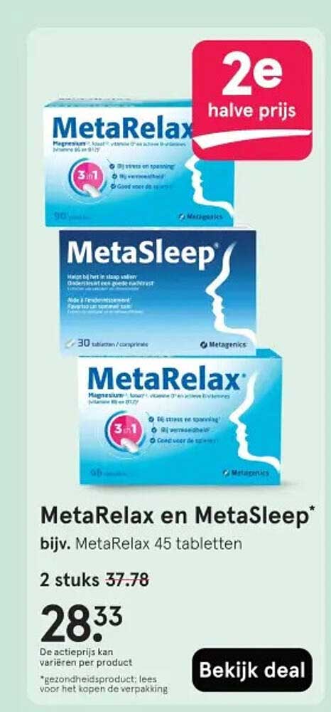 MetaRelax en MetaSleep* 2e halve prijs