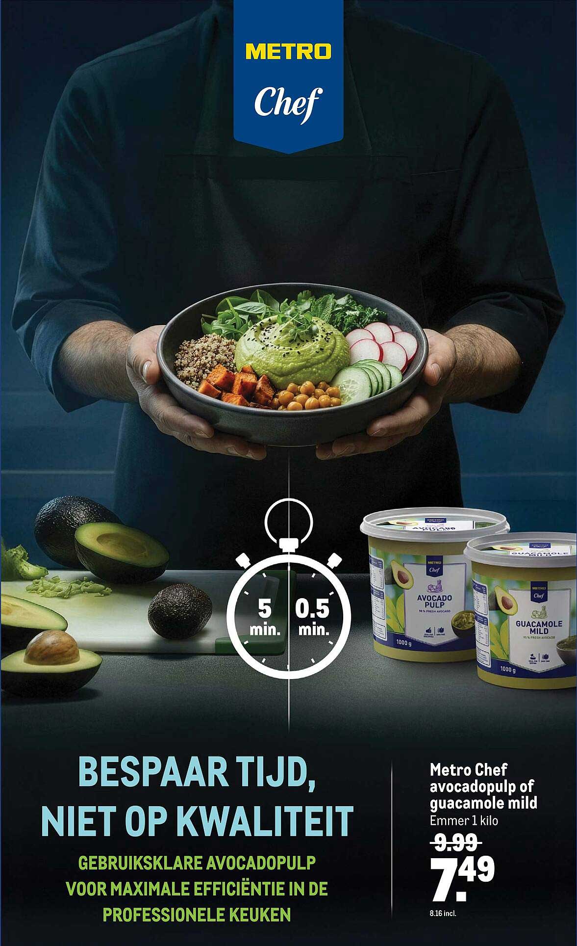 Metro Chef advocadopulp of guacamole mild Emmer 1 kilo