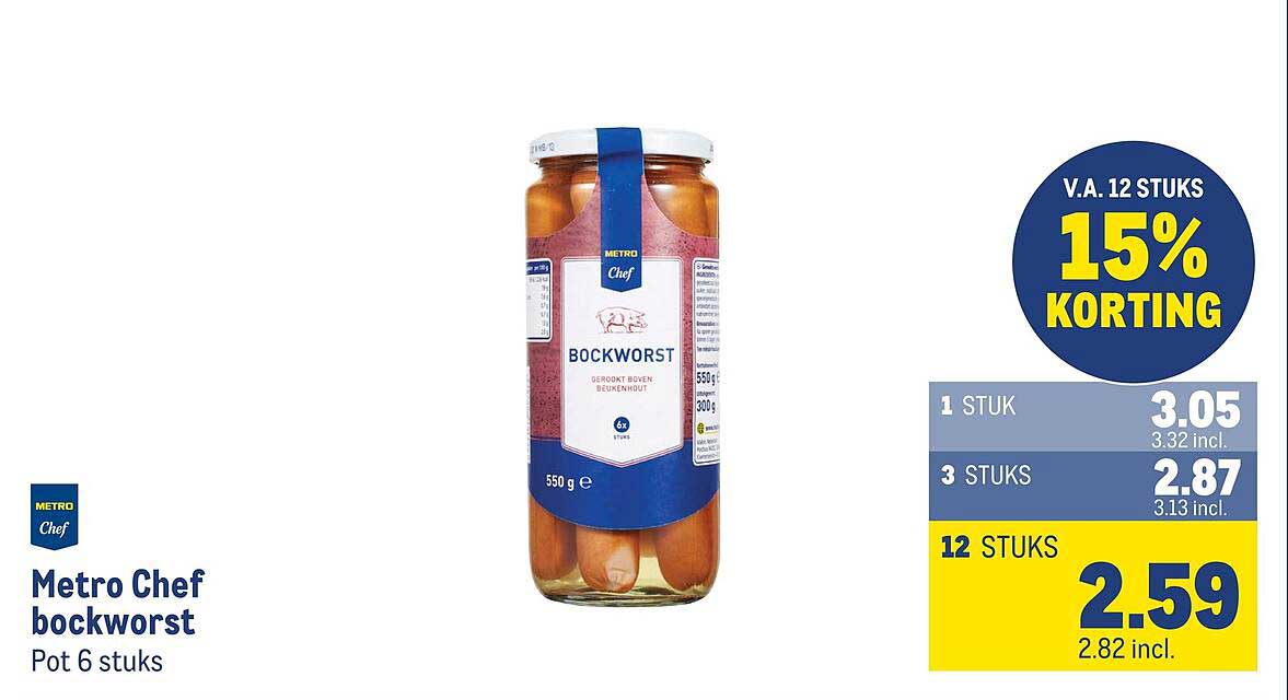 Metro Chef bockworst Pot 6 stuks