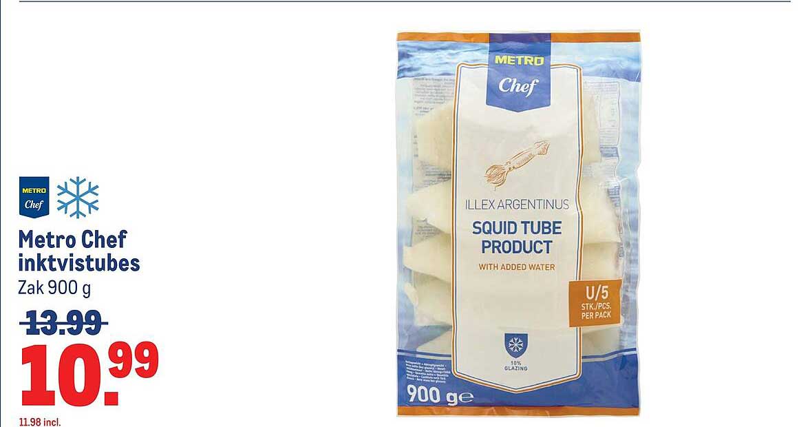 Metro Chef inktvistubes Zak 900 g