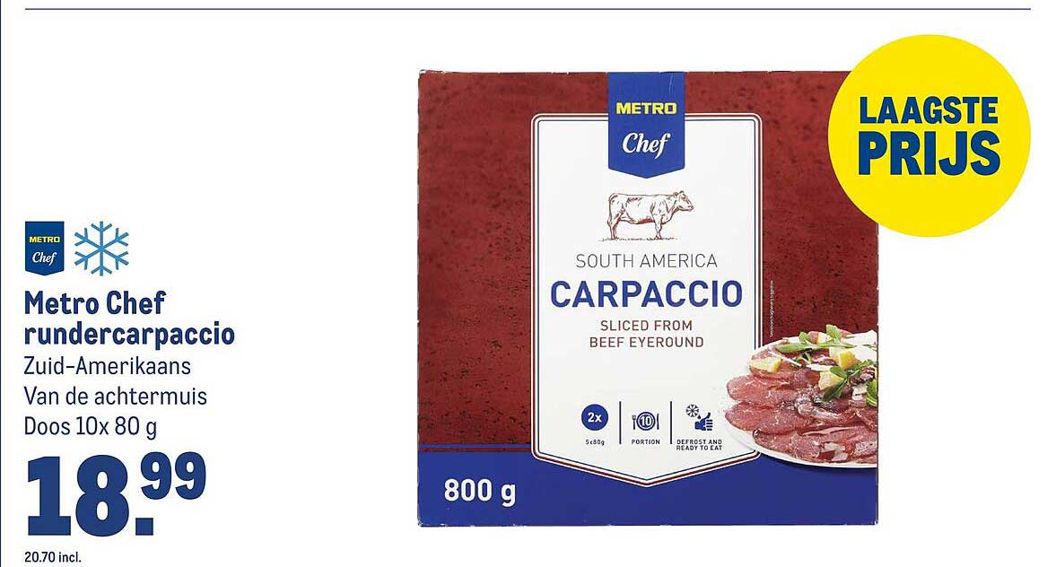 Metro Chef rundercarpaccio Zuid-Amerikaans Van de achtermuis Doos 10x 80 g