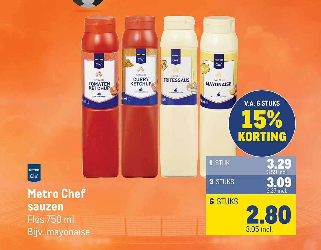 Metro Chef sauzen Fles 750 ml Bijv. mayonaise V.A. 6 stuks 15% korting