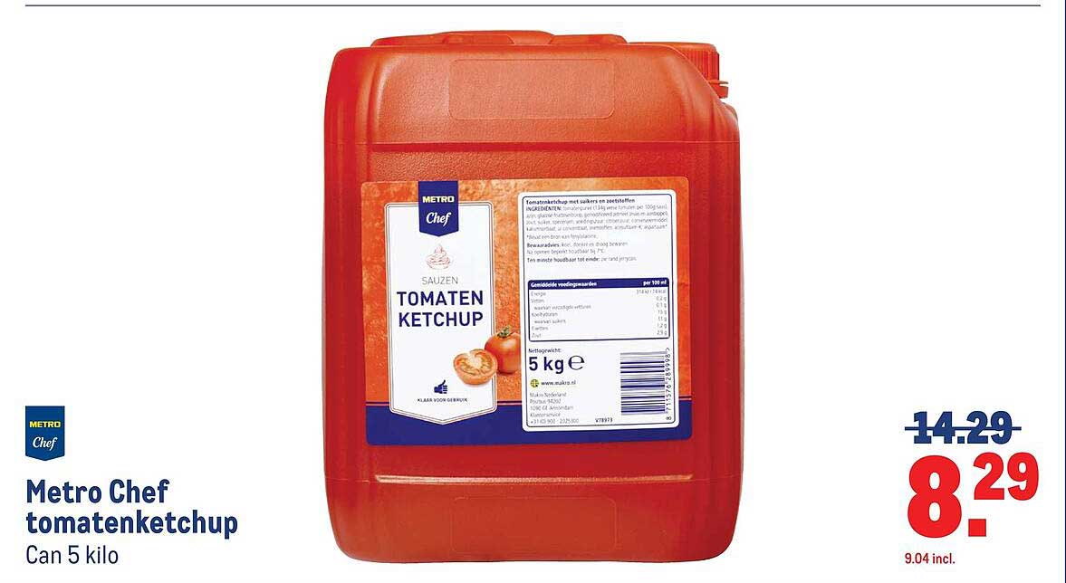 Metro Chef tomatenketchup Can 5 kilo